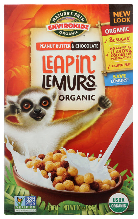 ENVIROKIDZ ORGANIC: Leapin' Lemurs Peanut Butter and Chocolate Cereal, 10 oz