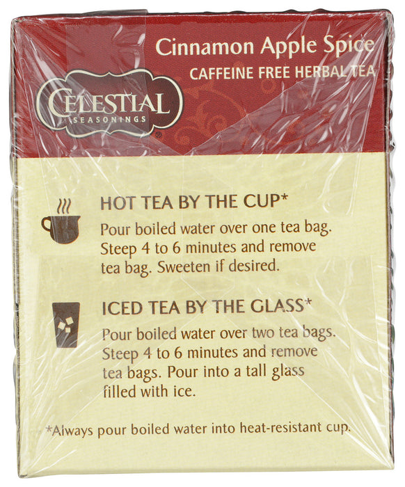 CELESTIAL SEASONINGS: Cinnamon Apple Spice Herbal Tea Caffeine Free 20 Tea Bags, 1.7 oz