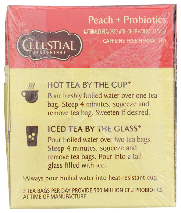 CELESTIAL SEASONINGS: Tea Country Peach + Probiotics, 16 BG