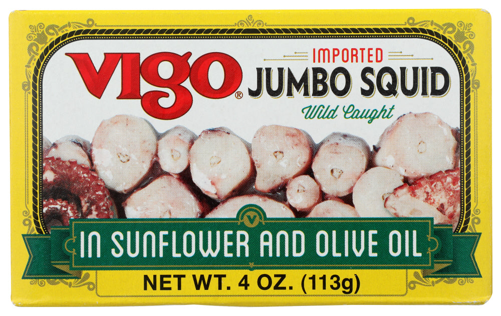 VIGO: Jumbo Squid In Oil, 4 oz
