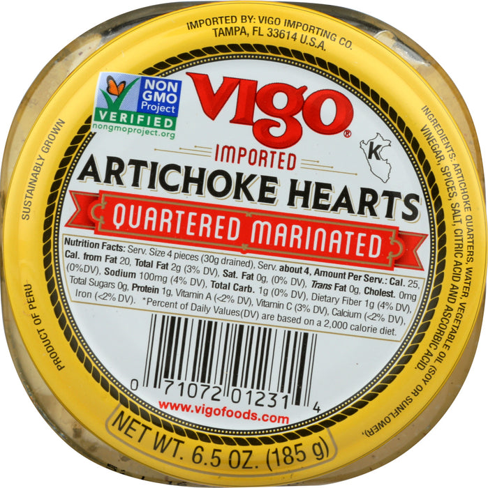 VIGO: Marinated Artichoke Hearts Quartered, 6.5 oz