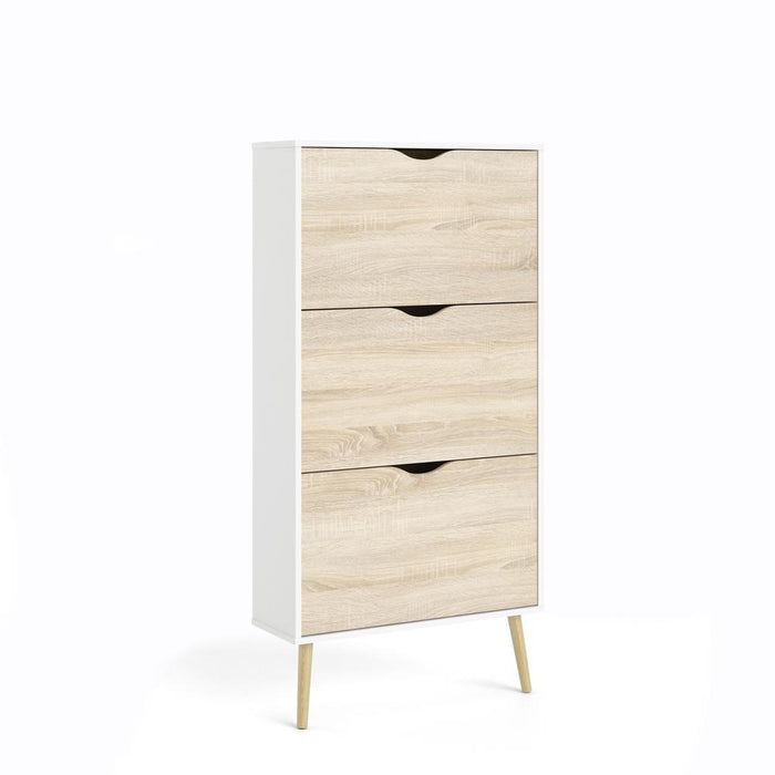 Diana 3 Drawer Shoe Cabinet, White/Oak Structure