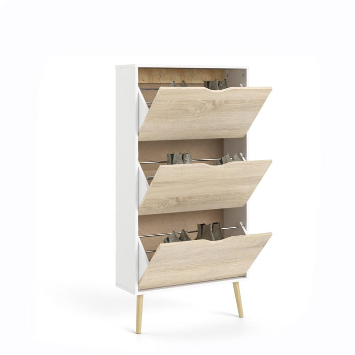 Diana 3 Drawer Shoe Cabinet, White/Oak Structure