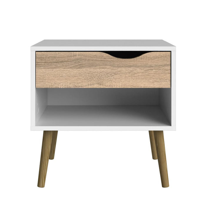 Diana 1 Drawer Nightstand, White/Oak Structure
