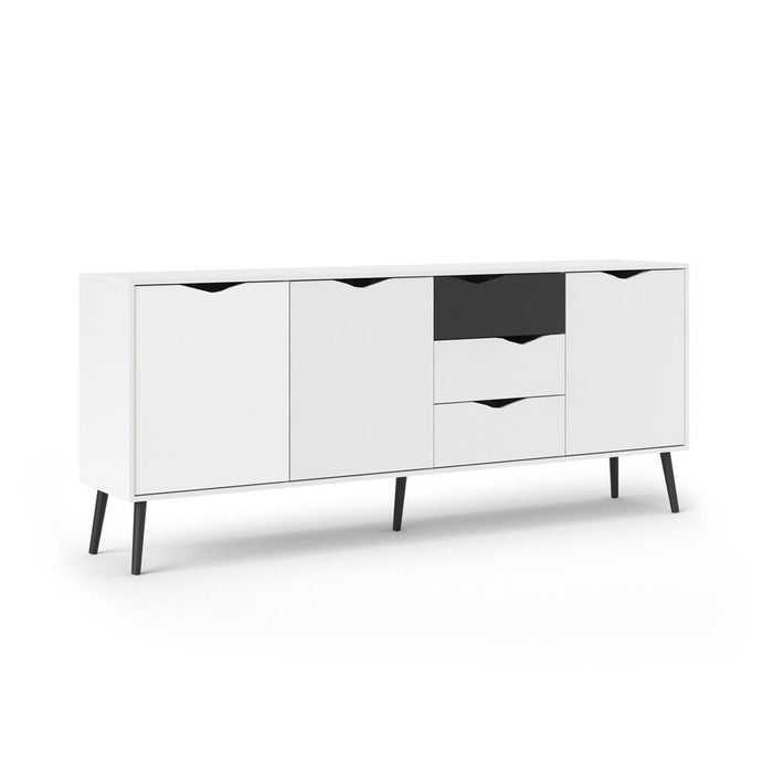 Diana Sideboard with 3 Doors and 3 Drawers, White/Black Matte