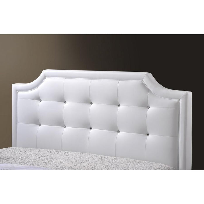 Baxton Studio Carlotta White Modern Bed with Upholstered Headboard - King Size
