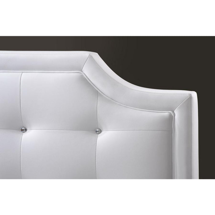 Baxton Studio Carlotta White Modern Bed with Upholstered Headboard - King Size