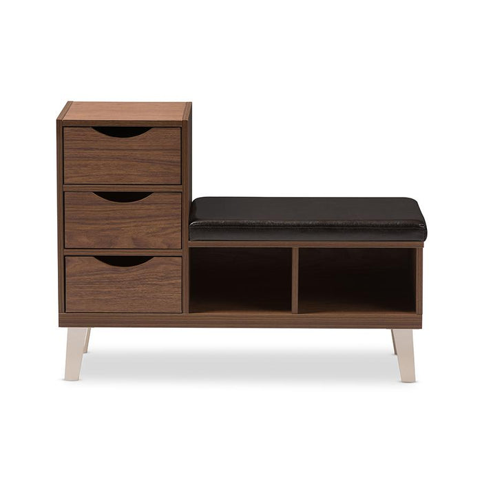 3-Drawer Shoe Storage Padded Leatherette Seating Bench with Two Open Shelves