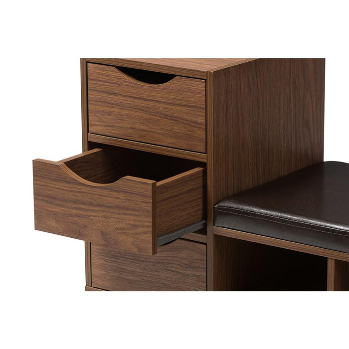 3-Drawer Shoe Storage Padded Leatherette Seating Bench with Two Open Shelves