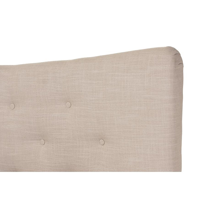 Baxton Studio Hannah Mid-Century Modern Beige Linen Queen Size Platform Bed