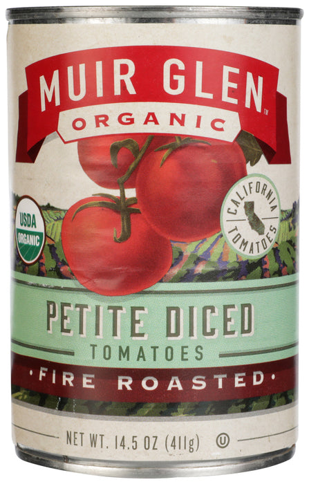 MUIR GLEN: Tomato Fire Roasted Diced Petite, 14.5 oz