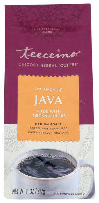 TEECCINO: Herbal Coffee Mediterranean Java Medium Roast Caffeine-Free, 11 oz