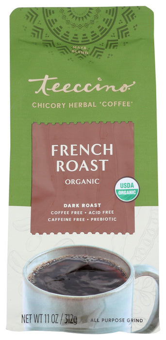 TEECCINO: Organic Herbal Coffee Alternative French Roast Caffeine Free, 11 oz