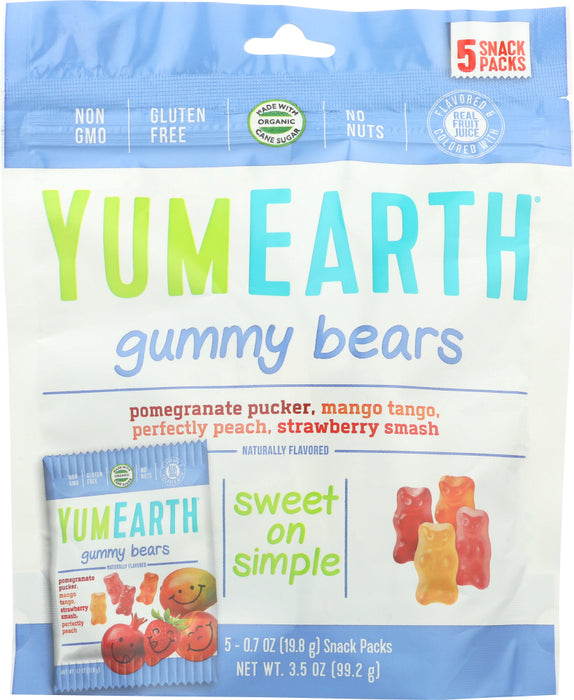 YUMEARTH ORGANICS: Gummy Bears 5 Snack Packs, 3.5 oz