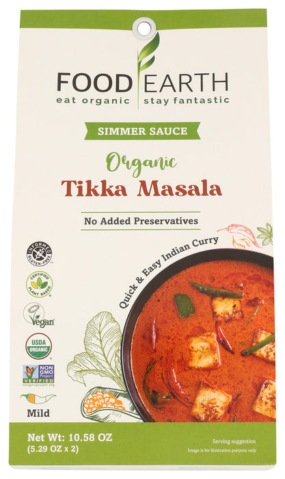 FOOD EARTH: Organic Tikka Masala Simmer Sauce, 10.58 oz