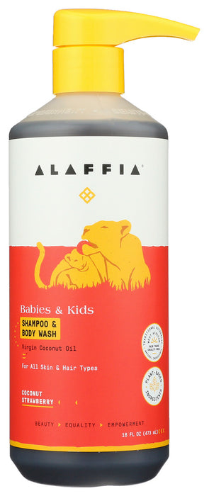 ALAFFIA: Coconut Strawberry Kids Shampoo Body wash, 16 fo
