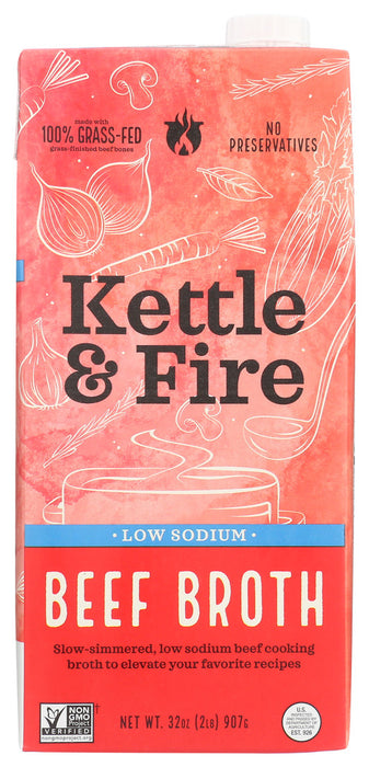 KETTLE AND FIRE: Low Sodium Beef Cooking Broth, 32 oz