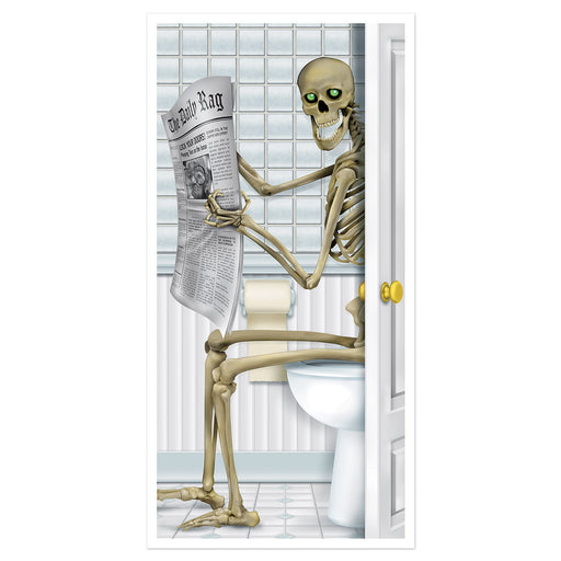 Skeleton Restroom Door Cover – 5' x 30" – (1/Pkg) by Beistle for Halloween Door Covers