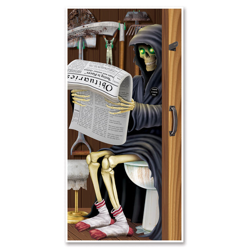 Grim Reaper Restroom Door Cover – 5' x 30" – (1/Pkg) by Beistle for Halloween Door Covers