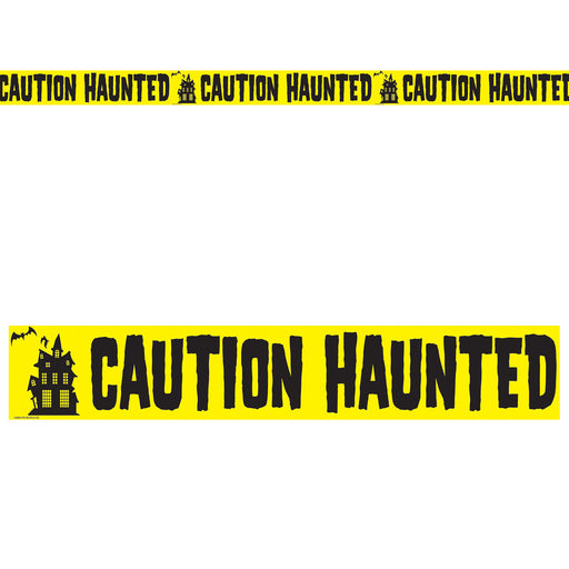 Caution Haunted Party Tape – 3" x 20' – (1/Card) by Beistle for Halloween Poly