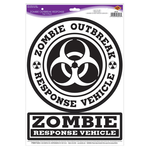 Zombie Outbreak Response Peel 'N Place – 12" x 17" Sh – (2/Sh) by Beistle for Halloween Peel 'N Place
