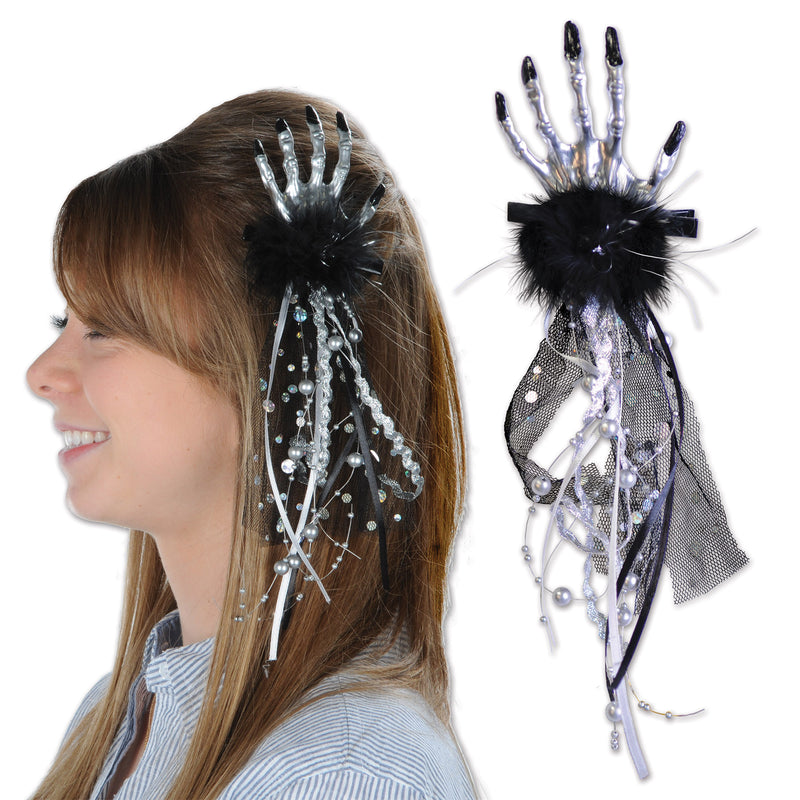 Skeleton Hand Hair Clip – (1/Card) by Beistle for Halloween Hair Clips