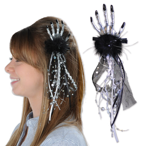 Skeleton Hand Hair Clip – (1/Card) by Beistle for Halloween Hair Clips