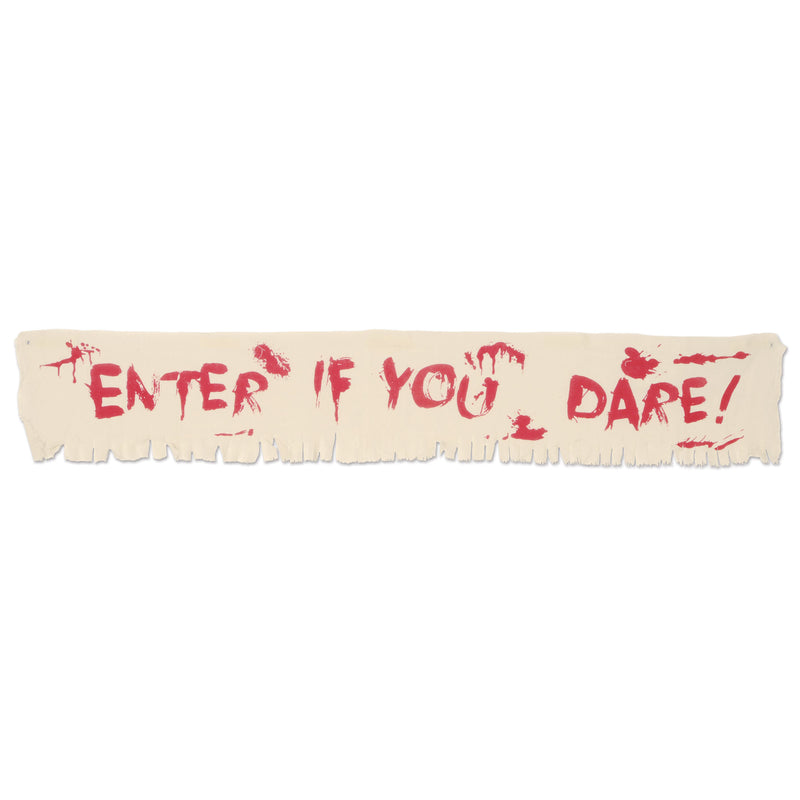Enter If You Dare! Fabric Banner – 12" x 6' – (1/Pkg) by Beistle for Halloween Fabric Banners