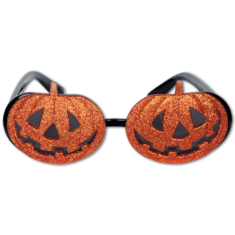 Glittered Jack-O-Lantern Fanci-Frames – (1/Card) by Beistle for Halloween Novelty Glasses