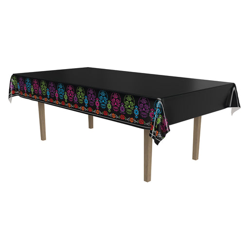 Day Of The Dead Tablecover – 54" x 108" – (1/Pkg) by Beistle for Day of the Dead Table Covers - Patterned