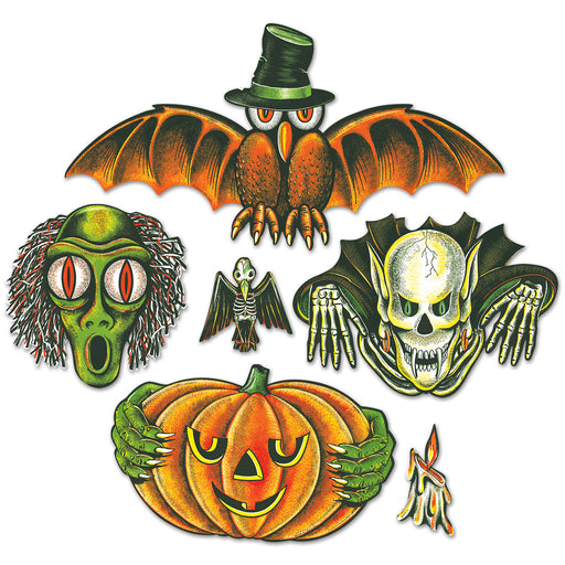 Vintage Halloween Totem Pole Cutouts – 6"-28" – (6/Pkg) by Beistle for Halloween-Vintage Printed