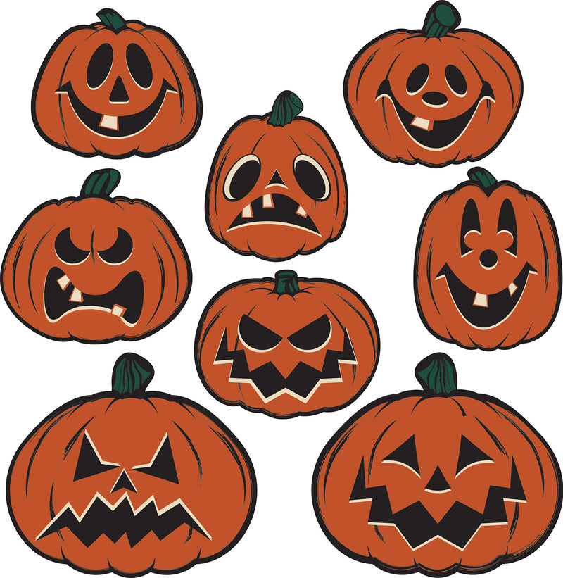Vintage Halloween Pumpkin Cutouts – 6½"-9½" – (8/Pkg) by Beistle for Halloween-Vintage Printed