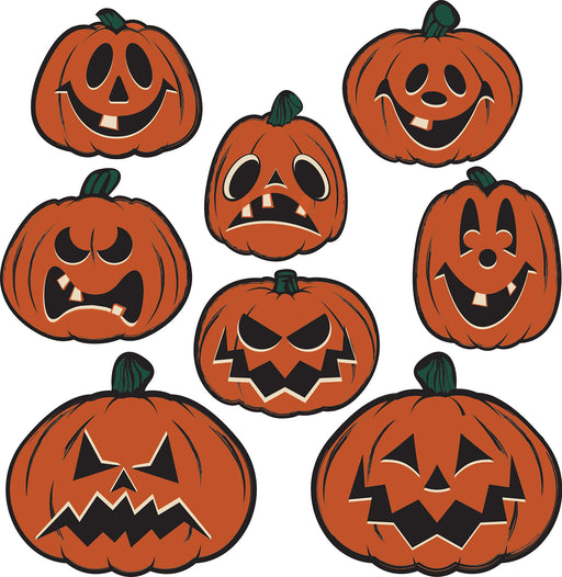 Vintage Halloween Pumpkin Cutouts – 6½"-9½" – (8/Pkg) by Beistle for Halloween-Vintage Printed