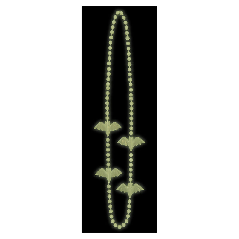 Glow In The Dark Bat Beads – 36" – (2/Card) by Beistle for Halloween Novelty Beads