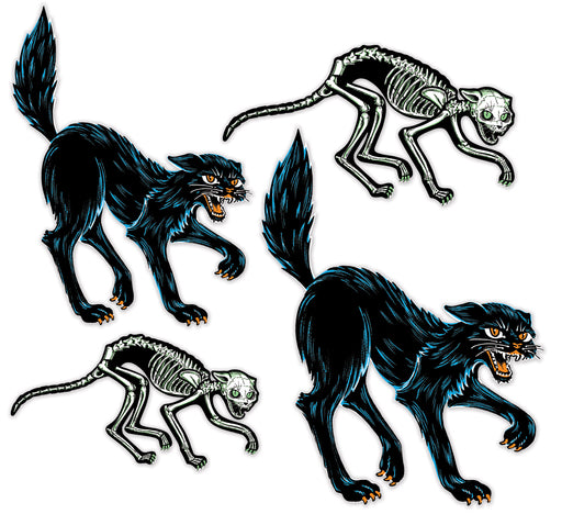 Vintage Halloween Jointed Cats – 19"-27" – (4/Pkg) by Beistle for Halloween-Vintage Printed One Side