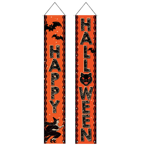 Vintage Halloween Fabric Door Panel Set – 6' x 12¾" – (1/Pkg) by Beistle for Halloween-Vintage Door Covers