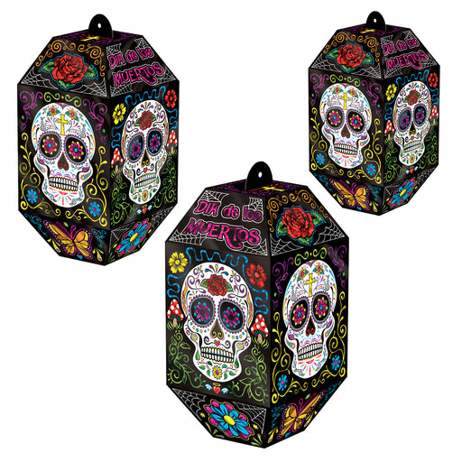 Foil Day Of The Dead Paper Lanterns – Asstd – (3/Pkg) by Beistle for Day of the Dead Lanterns