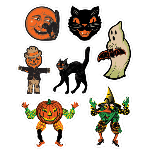 Vintage Halloween Clings – 12" x 17" Sh – (7/Sh) by Beistle for Halloween-Vintage Window Clings