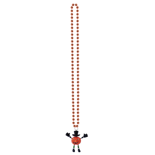 Beads w/Bobble J-O-L Man Medallion – 36" – (1/Card) by Beistle for Halloween Beads with Medallion