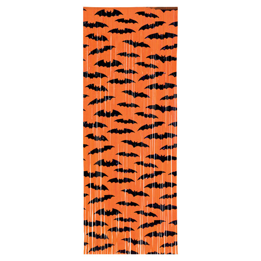 Bat 1-Ply Plastic Fringe Curtain – 8' x 3' – (1/Pkg) by Beistle for Halloween Curtains