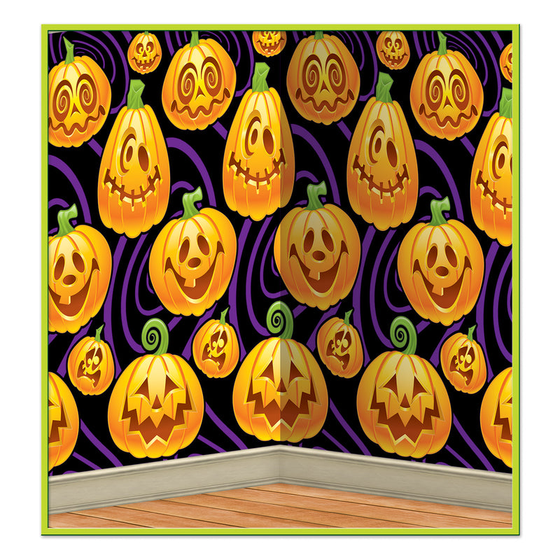 Jack-O-Lantern Backdrop – 4' x 30' – (1/Pkg) by Beistle for Halloween Backdrops