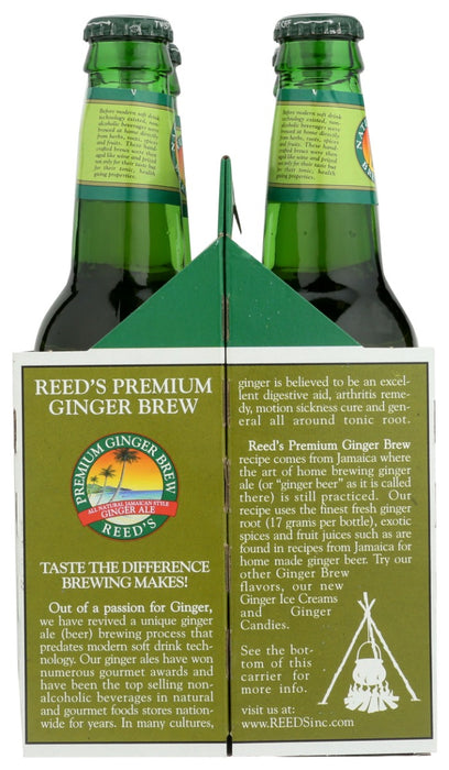 REED'S INC: Premium Ginger Brew Pack of 4 (12 oz each), 48 oz