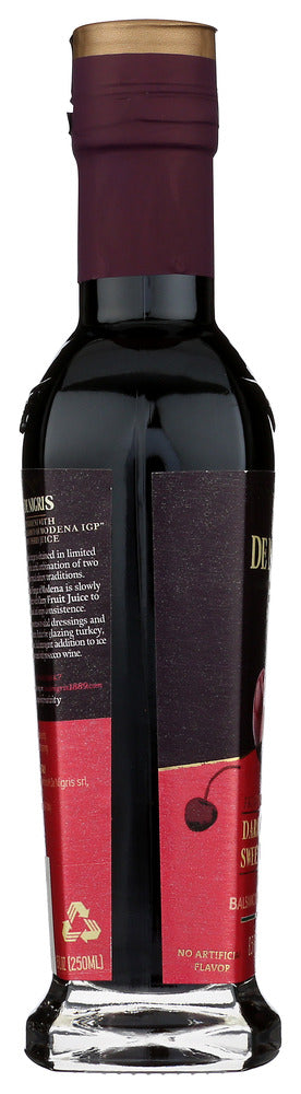 DE NIGRIS: Dark Cherry Sweet Vinegar With Balsamic Vinegar Of Modena, 8.5 fo