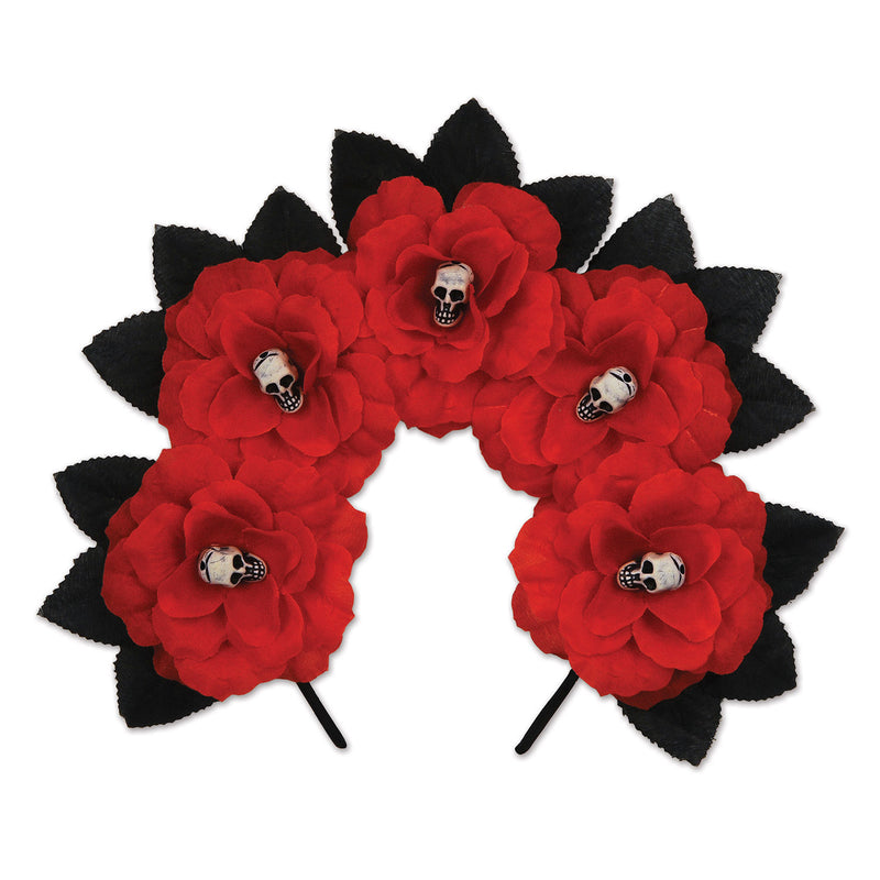 Day Of The Dead Red Floral Headband – (1/Pkg) by Beistle for Day of the Dead Boppers and Headbands