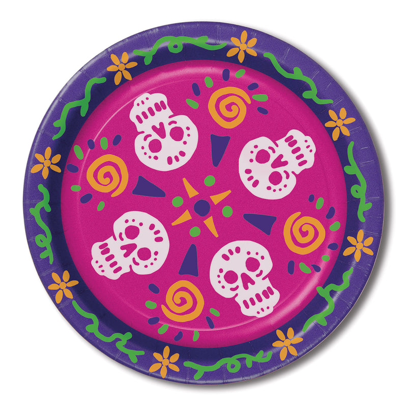 Day Of The Dead Plates – 9" – (8/Pkg) by Beistle for Day of the Dead Plates-Dinner