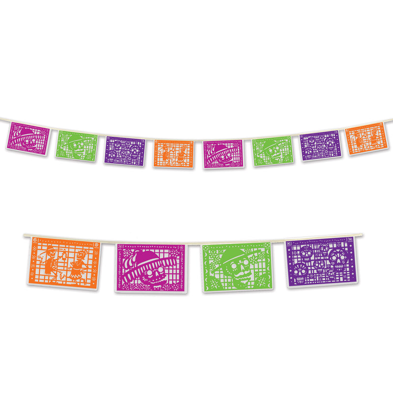 Day Of The Dead Picado Style Pennant Bnr – 8" x 12' – (1/Pkg) by Beistle for Day of the Dead Pennant Banners