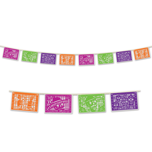 Day Of The Dead Picado Style Pennant Bnr – 8" x 12' – (1/Pkg) by Beistle for Day of the Dead Pennant Banners