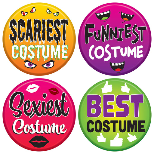 Halloween Costume Buttons – 2" – (4/Pkg) by Beistle for Halloween Buttons