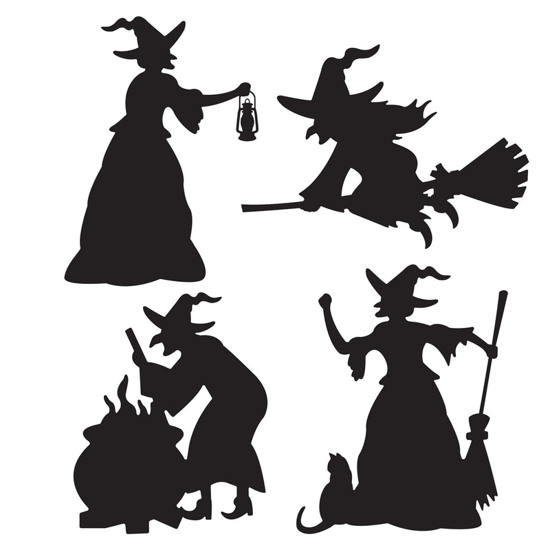 Witch Silhouettes – 8¾"-12¾" – (4/Pkg) by Beistle for Halloween Silhouettes