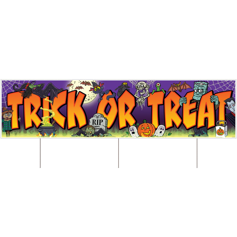 Plastic Jumbo Trick Or Treat Yard Sign – 11¾" x 3' 11" – (1/Pkg) by Beistle for Halloween Plastic Yard Signs